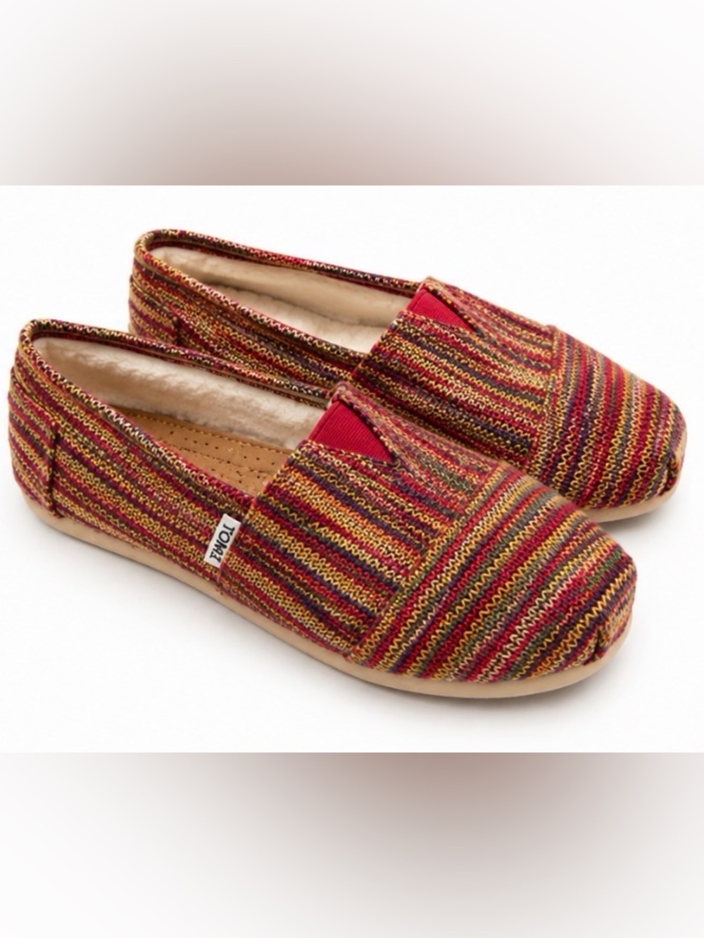 TOMS Rainbow Knit Fleece Lined Alpargata Slip-On Comfort Boho Chic Flats Women 9
